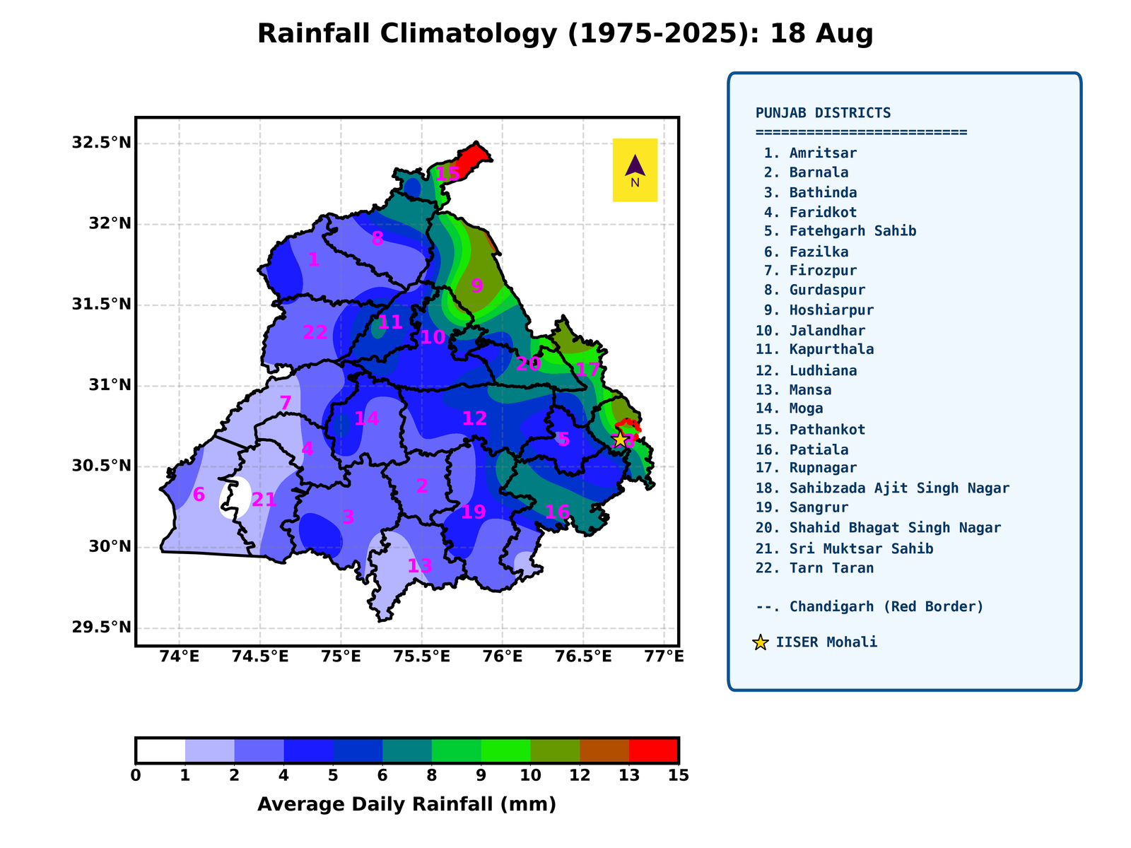 Long-term Rainfall Baseline Map for Aug 18